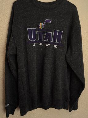 NBA Utah Jazz Dark Charcoal Crewneck with Purple Logo